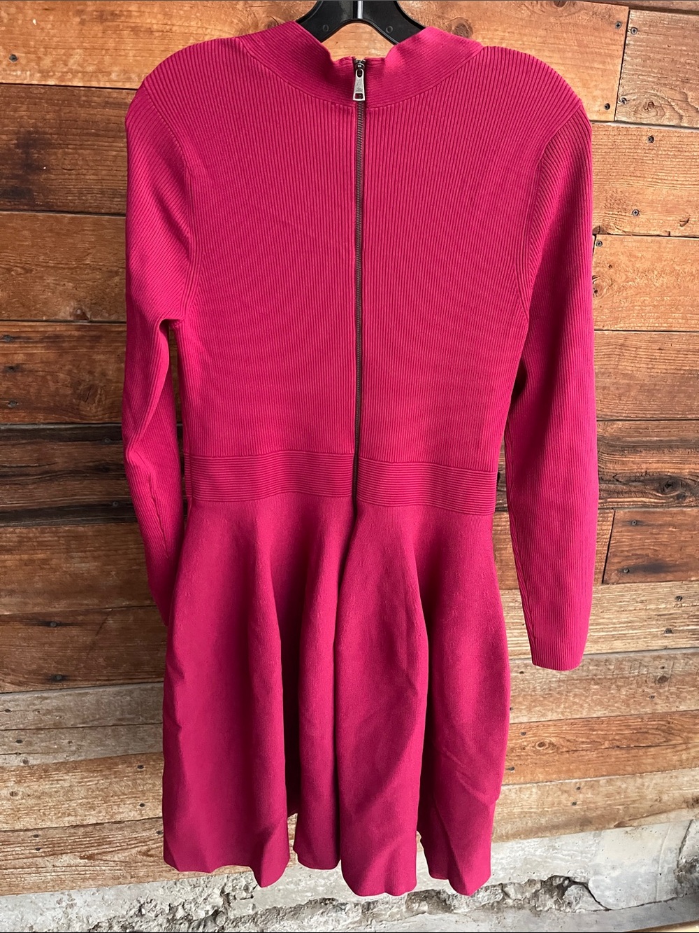 Ted Baker London Deep Pink Viennia Long Sleeve Knit Sweatheart Skater Dress NWT5 - Picture 14 of 14